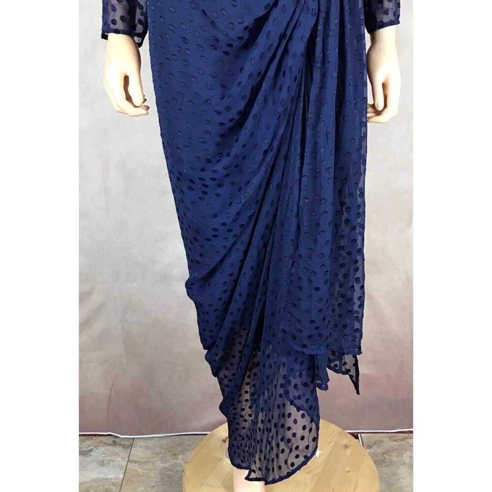 Blue Polka Dot Illusion Maxi Dress NWT M - Picture 11 of 15